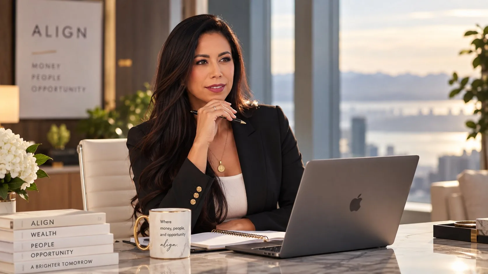 Rebekah Samples reviewing numbers at her desk