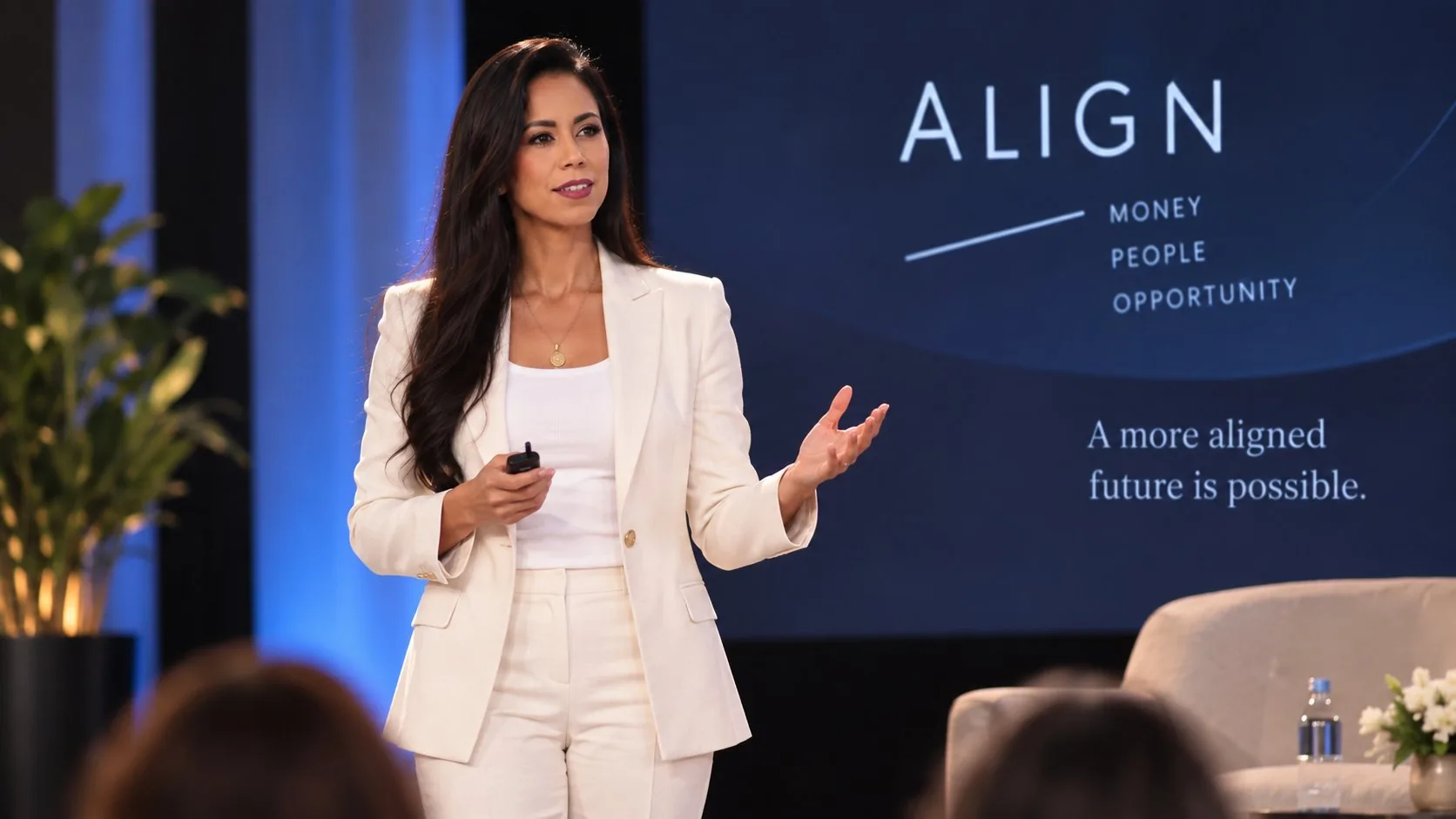 Rebekah Samples presenting to an audience
