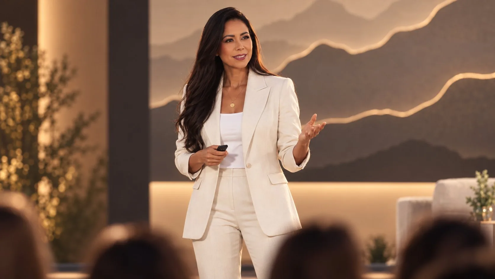 Rebekah Samples speaking on stage